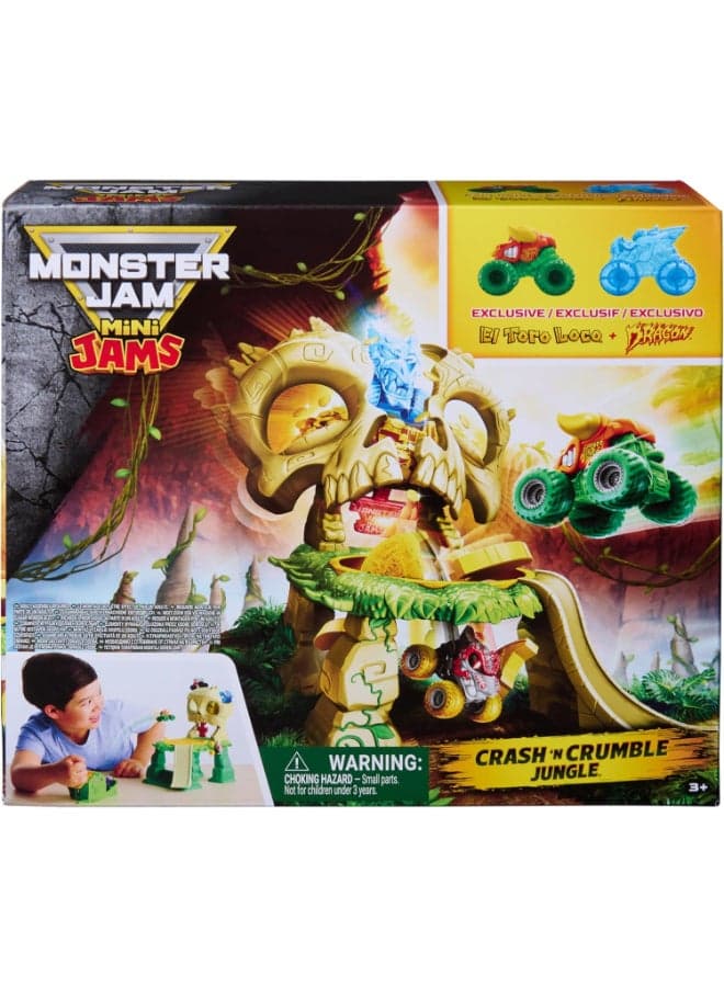 Monster Jam Mini Jams Crash 'N Crumble Jungle Skull Escape Playset