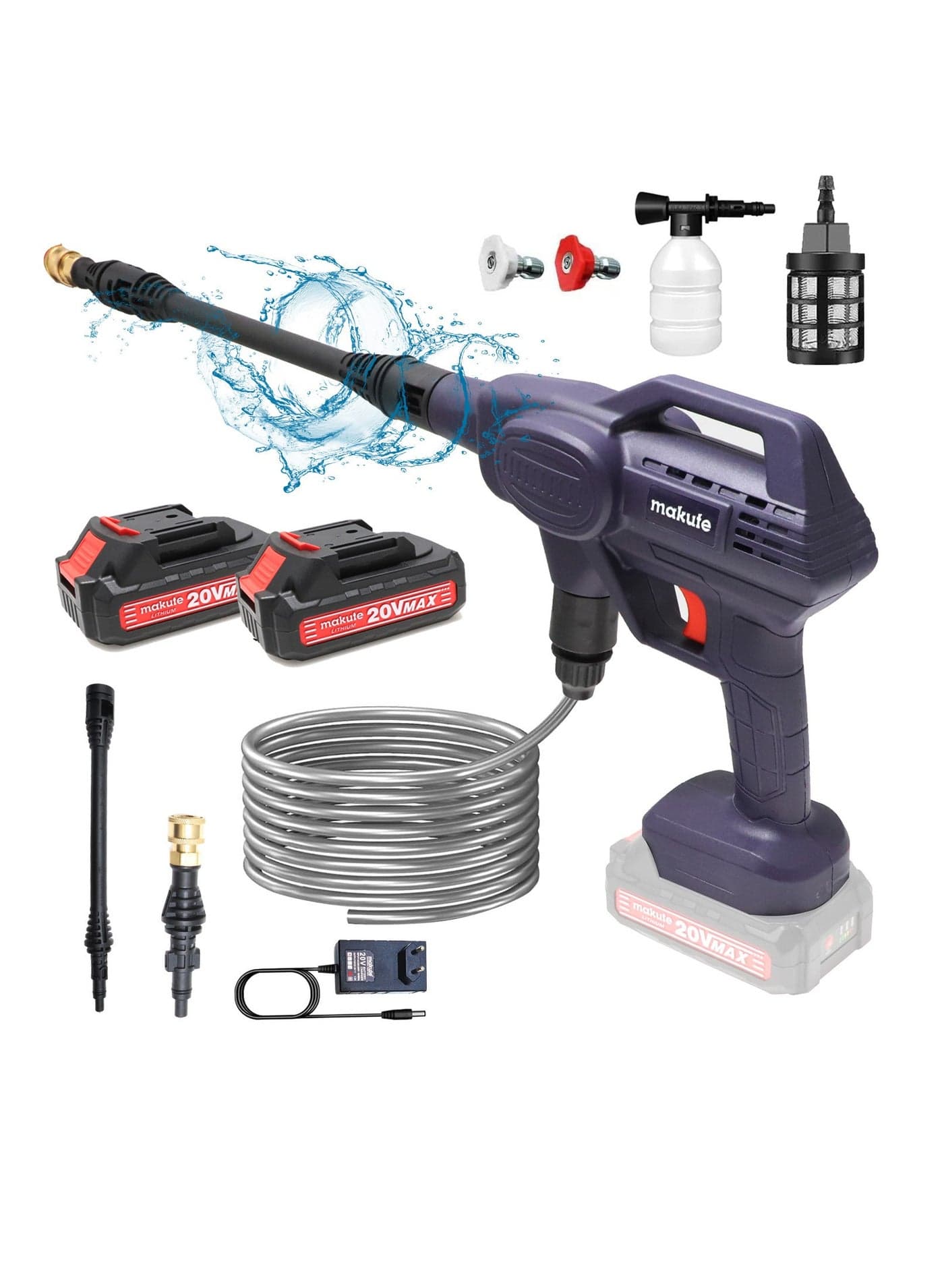 Cordless Pressure Washer with 2pcs 20V Large Capacity Battery for Washing Cars/Fences/Siding