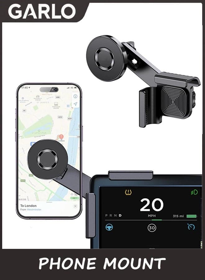 Tesla Phone Mount, MagSafe Strongest Magnet Power Magnetic Car Phone Holder Mount for Tesla 3/Y Accessories Fits for All iPhone & Android Phones - with Magnetic Ring
