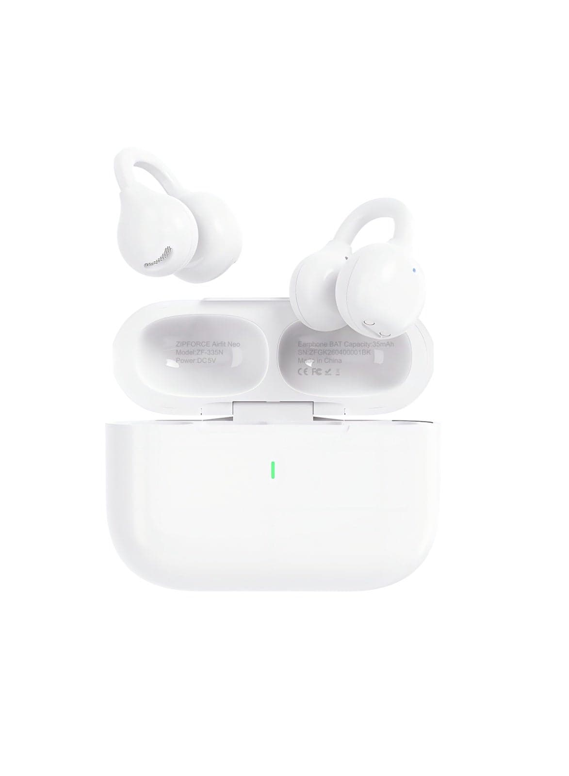 ZIPFORCE Latest Bluetooth 6.0 Open Ear Clip Headphones, 12mm Powerful Dynamic Driver Hi-Fi Stereo, IPX5 Waterproof Wireless Earbuds with Smart Touch Control, Clear Call OWS Earphones for Sports & Daily Use