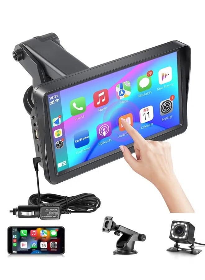 CarPlay & Android Auto 7-Inch Car Stereo MP5 Player with Sunshade – Bluetooth 5.1, FM Radio, USB & TF Card, Rear Camera Support – Easy Plug & Play for SUV & Sedan