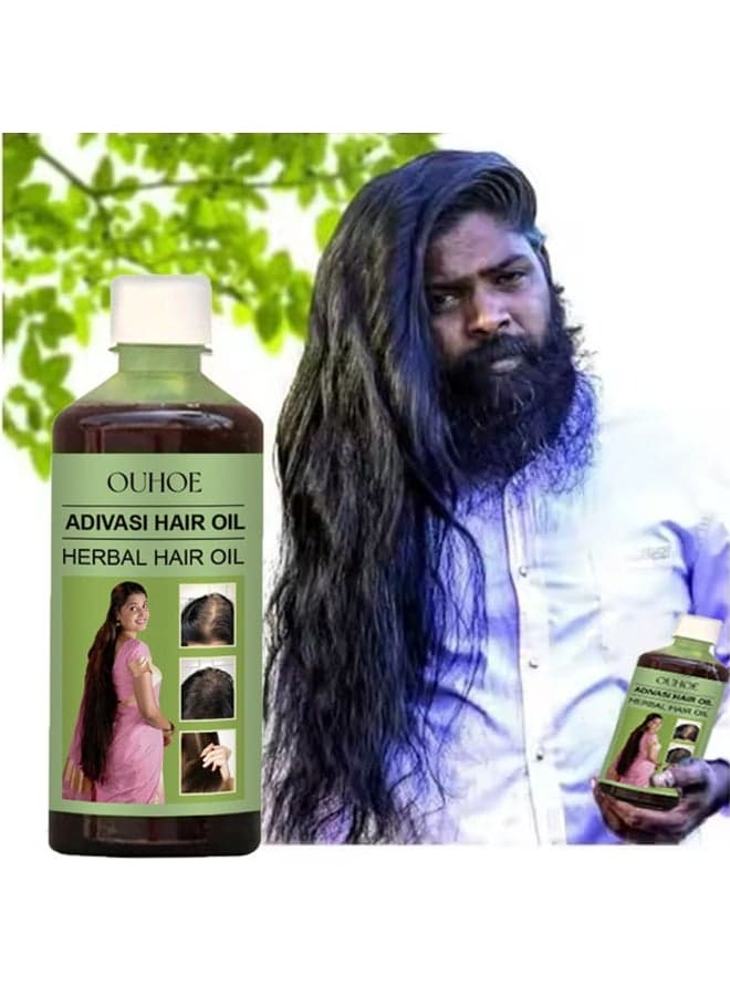 OUHOE Advasi Herbal Hair Oil - 100ml/3.38fl.oz, Smooths Frizzy & Dry Hair, Adds Shine & Moisture, Coconut Oil-Based, Ideal for All Hair Types, Hair Oil for Frizzy Hair, Stylish Bottle Design, Natural Ingredients