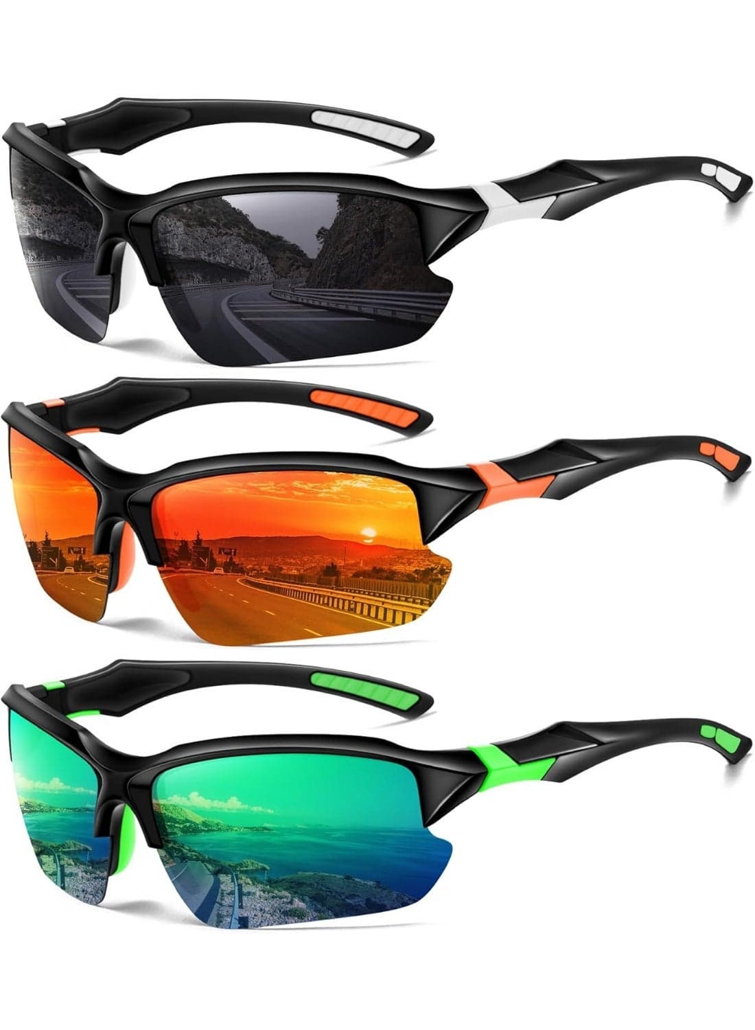 Sports Polarized Sunglasses for Men Cycling Running Fishing UV Protection Sun Glasses Lightweight Half Frame Goggles