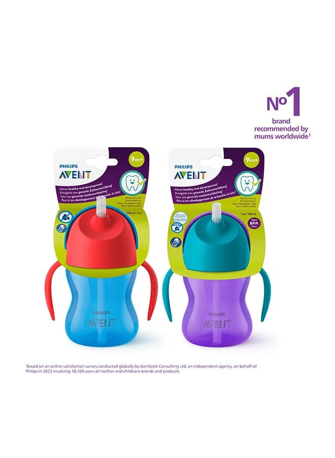 Bendy Straw Sippy Cup Bpa Free For Healthy Oral Development, Assorted - 200 Ml