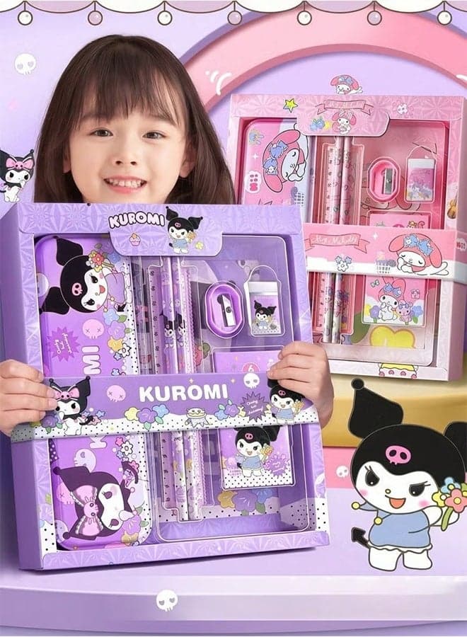 Kuromi Student Stationery Set, School Supplies Gift Box Set, Suitable for Primary School Students, Including Pencils, Erasers, Pencil Sharpeners, etc., back to school season birthday gifts