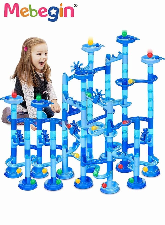 Marble Run Set 107 Pcs Marble Race Track for Kids with Water Mat Construction Building Block Toys Preschool STEM Educational Toy Gift for Boys Girls All Ages