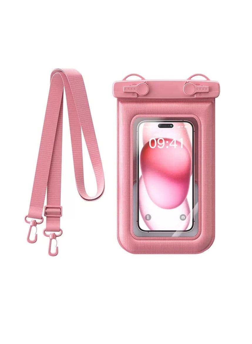 2Pcs Floating Waterproof Phone Pouch Set - Touch-Sensitive Floating Dry Bag, IPX8 Certified Underwater Case with Buoyancy Design for Phones up to 7.2'' - Ideal for Swimming, Diving, Beach & Water Sports - Leak-Proof, Shockproof & Universal Fit(D012-3-Pink)