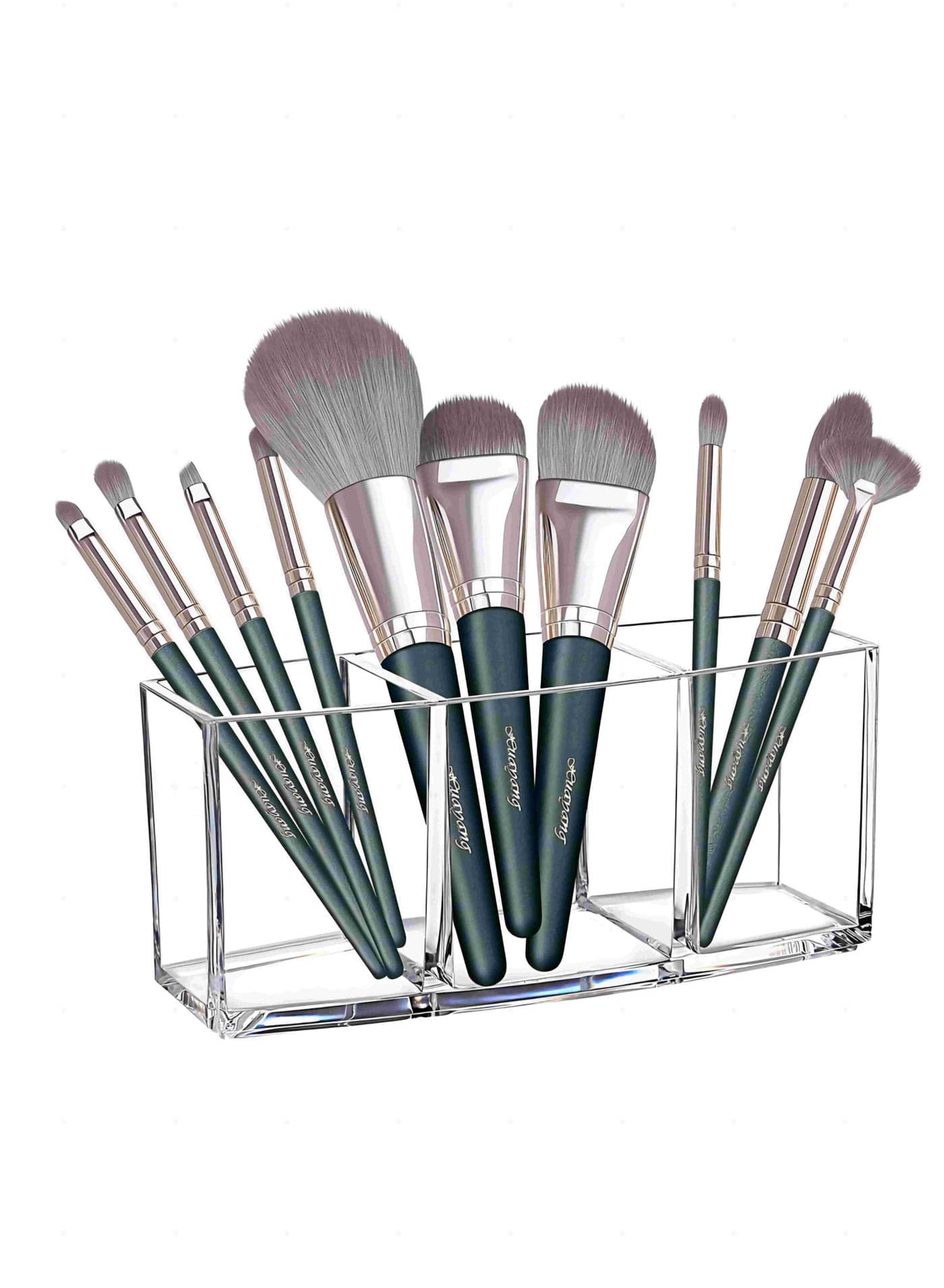 ORiTi 3 Slot Clear Acrylic Makeup Brush Holder Organizer,Eyeliners Display Holder Cosmetic Brushes Storage Solution for Vanity,Dresser and Countertop (3 Slots Brush Holder)