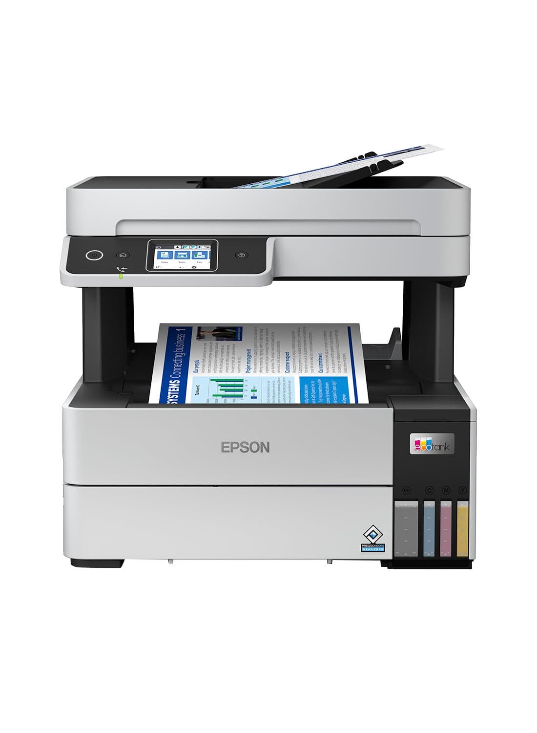 EcoTank L6490 All-in-One Printer – PrecisionCore, 17 ppm Mono, 9.5 ppm Color, 250-Sheet Tray, 35-Sheet ADF, Duplex, Wi-Fi, Ethernet, Mobile Printing, 13,300 Black & 5,200 Color Page Yield, Fax, Scan, Copy, Low-Cost Ink System, Ideal for Small Offices Black/Grey