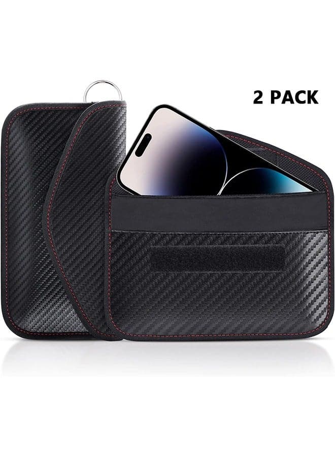 2 Pack Faraday Bag for Phones and Car Keys, RFID Signal Blocking Bag, Carbon Fiber Material Shielding Case for Cell Phone Privacy Protection & Key Fob, Anti-Tracking Anti-Hacking Case Blocker
