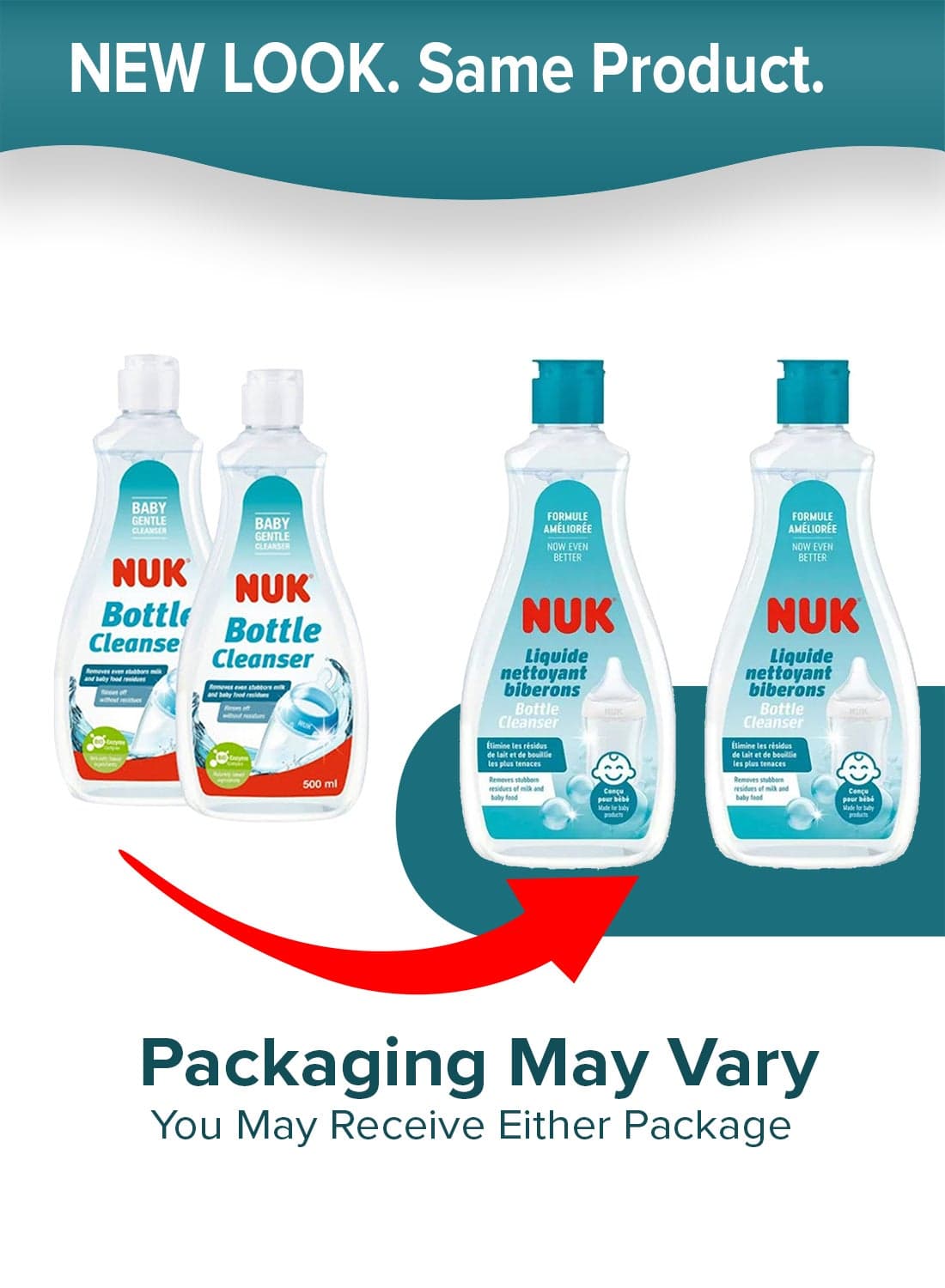 Baby Bottle Cleanser, Ideal For Cleaning Baby Bottles, 100% Recycled, Eco-Friendly, Dermatologically Tested - 2x 500ml