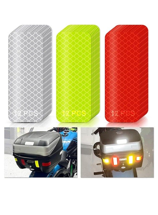 36 Pieces Reflective Decals Reflective Stickers Safety Warning Sticker Tape Waterproof High Strength Night Visibility Adhesive For Helmets Motorcycles 1.18 x 3.25 Inches (3x8 cm)