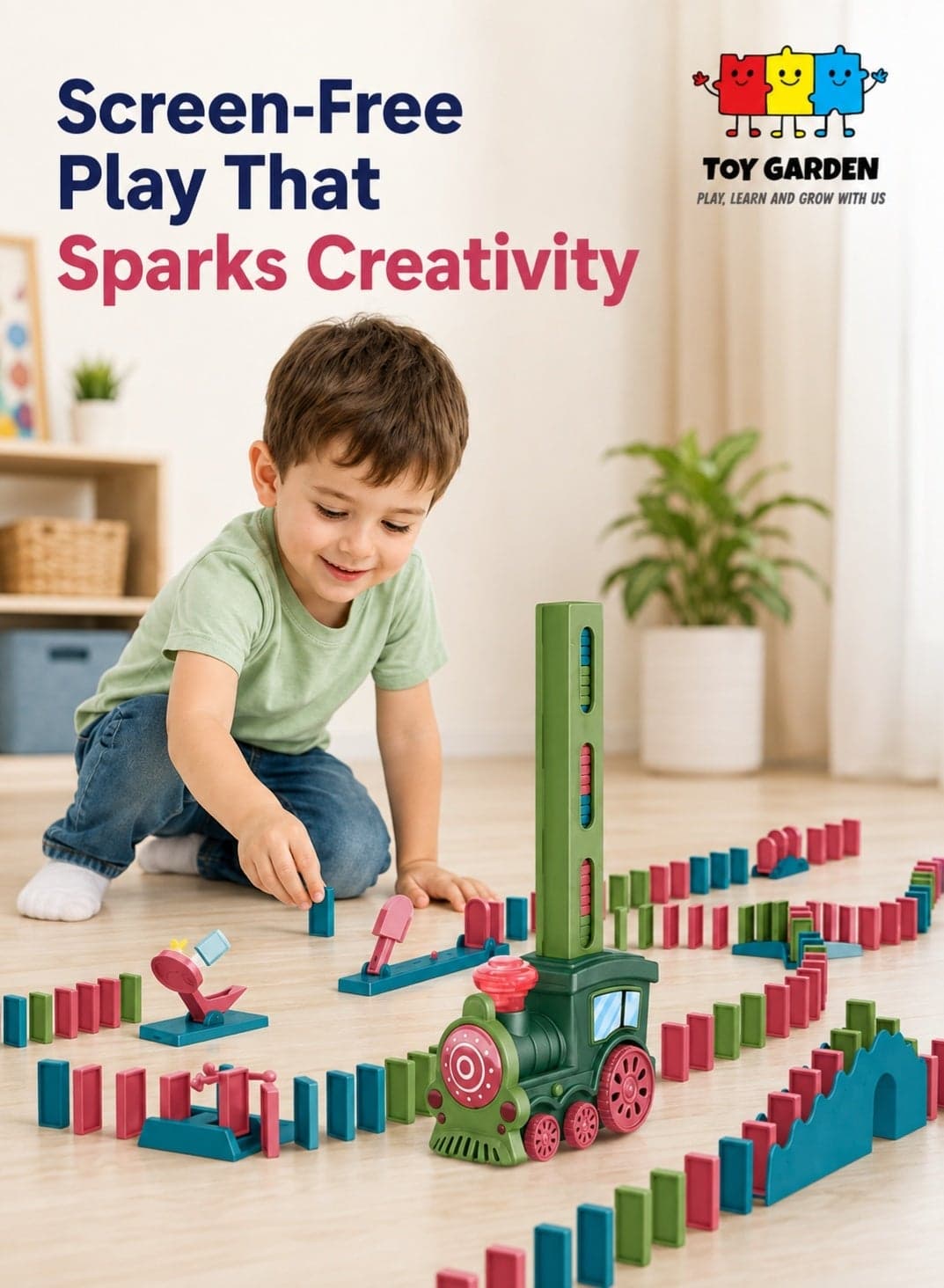 Electric Domino Train Toy – 40 Pcs Domino Blocks Set – Automatic Stacking – Fun & Educational – Perfect Gift for Kids