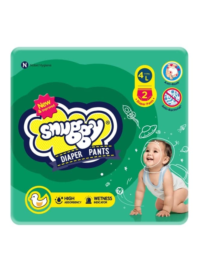Baby Diaper Pants, Large, Size-4, 9-13Kg, 2 Counts