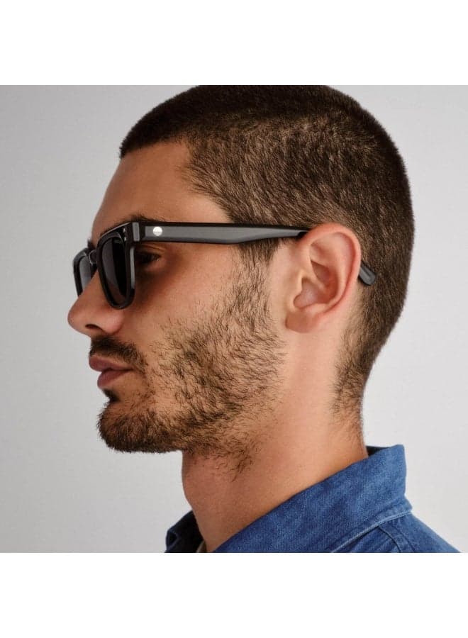 RIVET SQUARE Sunglasses Black, Bold Matte Black Shades with Rivet Detail, Unisex Dailywear Glasses