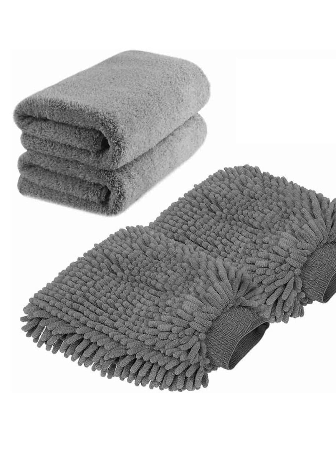 Car Wash Mitt, Scratch Free Chenille Microfiber Double Sided Washing Mitts, Dual Sided Cleaning Gloves for Dirt Bugs, Sponge Cloths for Cars, Home, Furniture, Trucks, Boats 2Pack