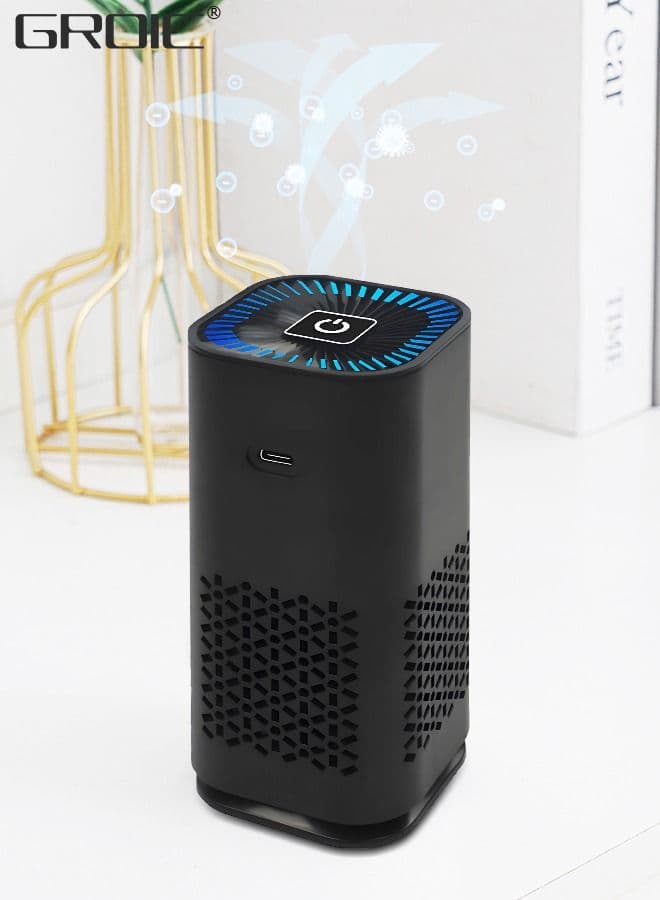 Car Air Purifier with HEPA Filters,Air Sterilizer with 7 Colors LED Lights,Mini Air Purifier for Car,Air Cleaner with Quiet Auto Mode,Negative Ion Air Purifier