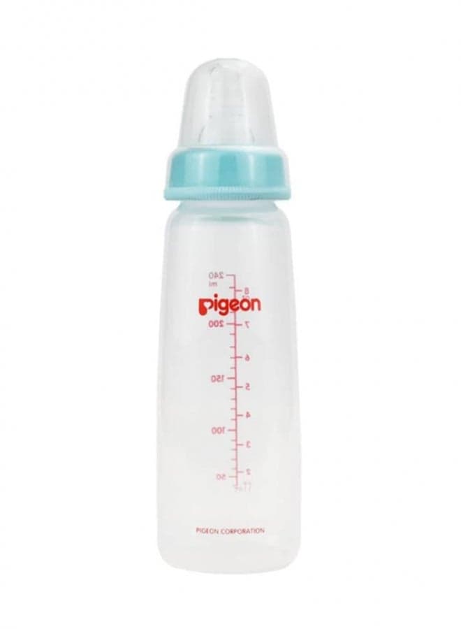 Slim Neck Plastic Baby Feeding Bottle 240ml, Ultra-Soft Silicone Nipple, Anti-Colic, BPA & BPS Free - Assorted