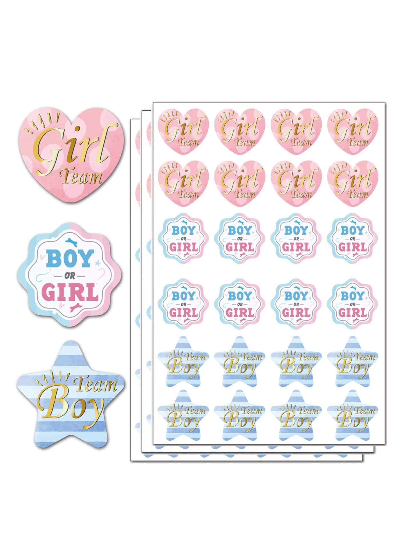 Gender Reveal Stickers, 192 Pcs Baby Shower Stickers Labels, Gender Reveal Voting Game Stickers, Team Boy or Team Girl Stickers for Baby Gender Reveal Decorations and Baby Shower Party Stickers