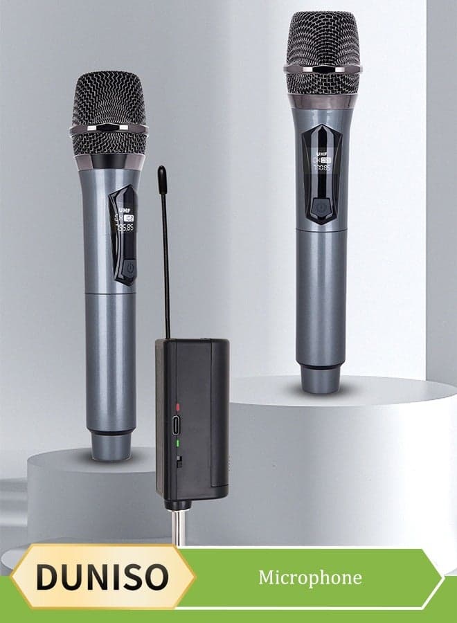 Wireless Microphone,Universal Handheld Karaoke Mic Speaker,Over 90 DB Outdoor Indoor Cordless Microphone with mini Receiver for Singing, Karaoke, Speech, Wedding, Churc