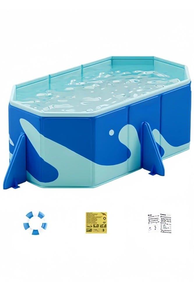 Folding Swimming Pool,Non-Inflatable Pool,Oversized Family Pool,Portable Swimming Pool,for Indoor,Outdoor,Garden,Summer Water Party,Give Swimming Ring(156 * 116 * 46cm)