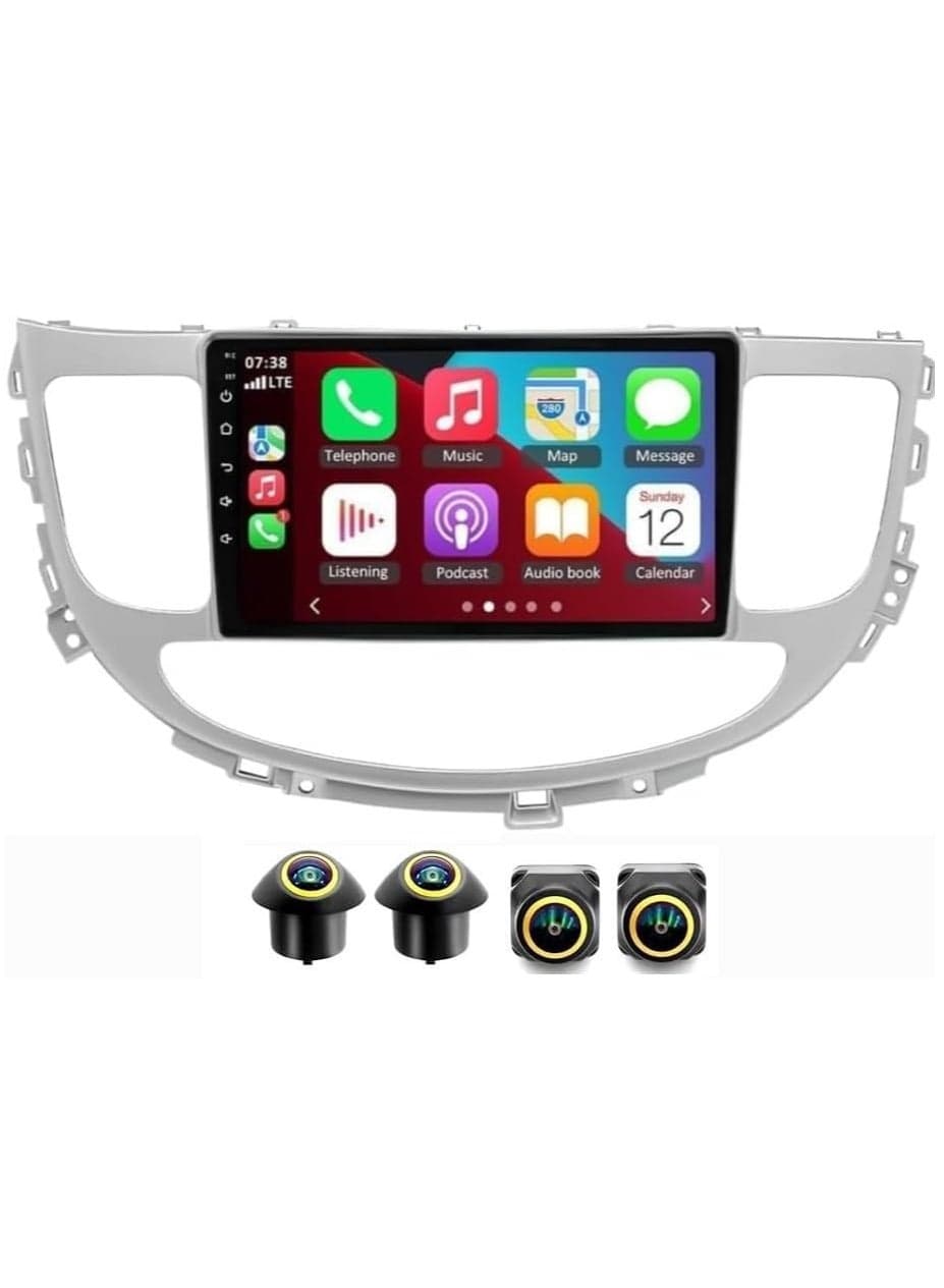 Android Car Stereo for Hyundai Genesis 2008-2013 4GB RAM 64GB ROM Support Carplay, M-Link Wi-Fi BT, Radio GPS, 9 Inch IPS.QLED, interface, Screen with 360D Camera Included