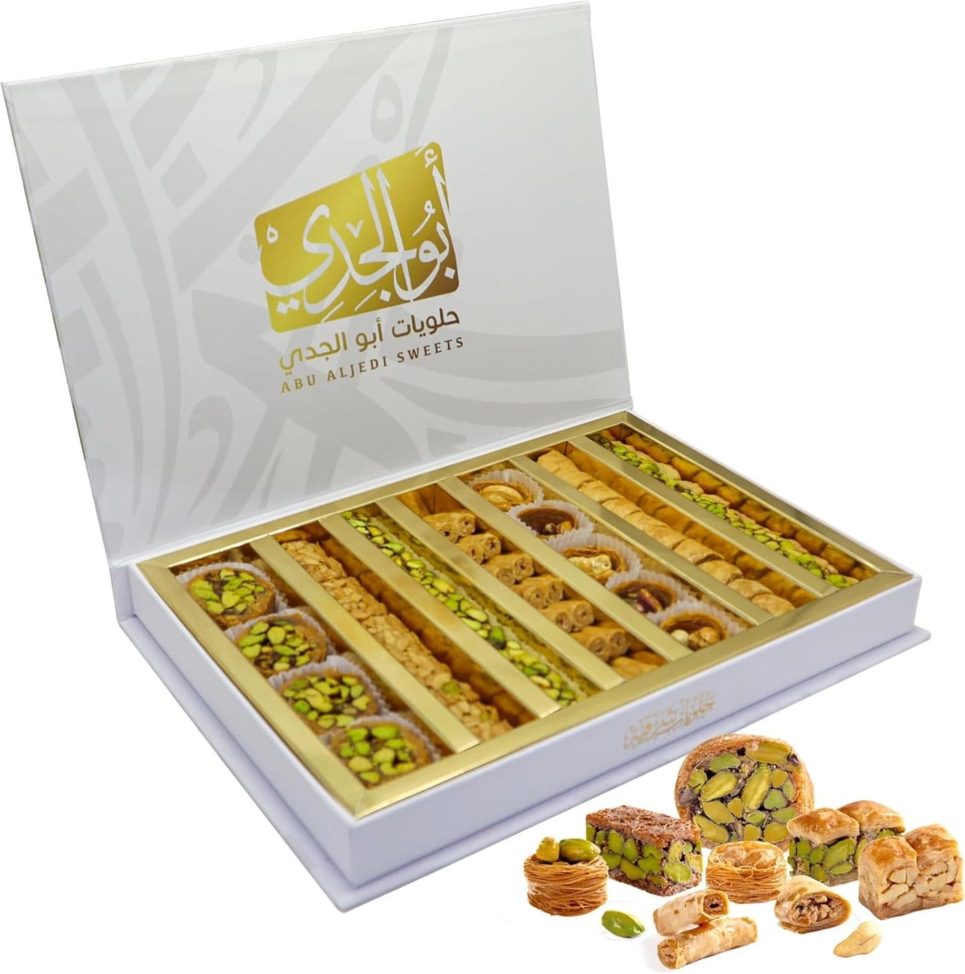 Abu Al Jedi 400g Mixed Baklava - Premium Arabic Sweets Gift Box for Eid, Diwali, and Special Occasions – Middle Eastern Dessert – Traditional Baklawa