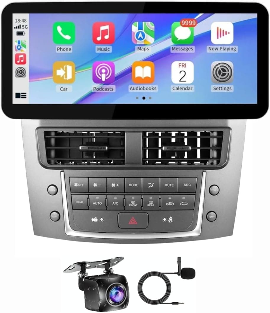 12.3-Inch Android Car Stereo for Lexus IS250/IS350/IS F (2005–2009), Wireless Apple CarPlay & Android Auto, GPS Navigation, WiFi, Bluetooth 5.0, FM Radio, Backup Camera, 8GB RAM + 128GB ROM