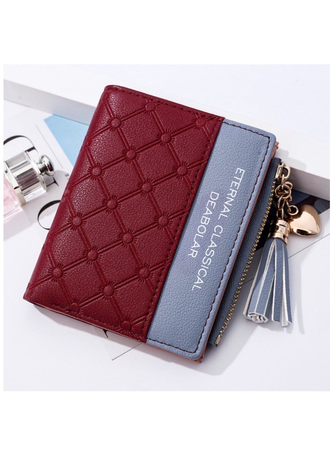 Women Wallet Leather Short Wallet Bifold Credit Card Holder Organizer with Zipper Pocket Mini Lady Purse