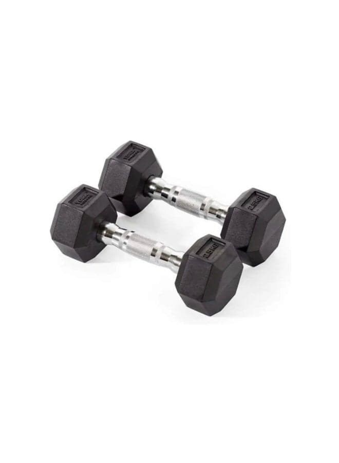 YORK Hex Dumbbell DR5320 2.5KG – Rubber Coated Free Weight with Chrome Handle for Toning & Strength Training