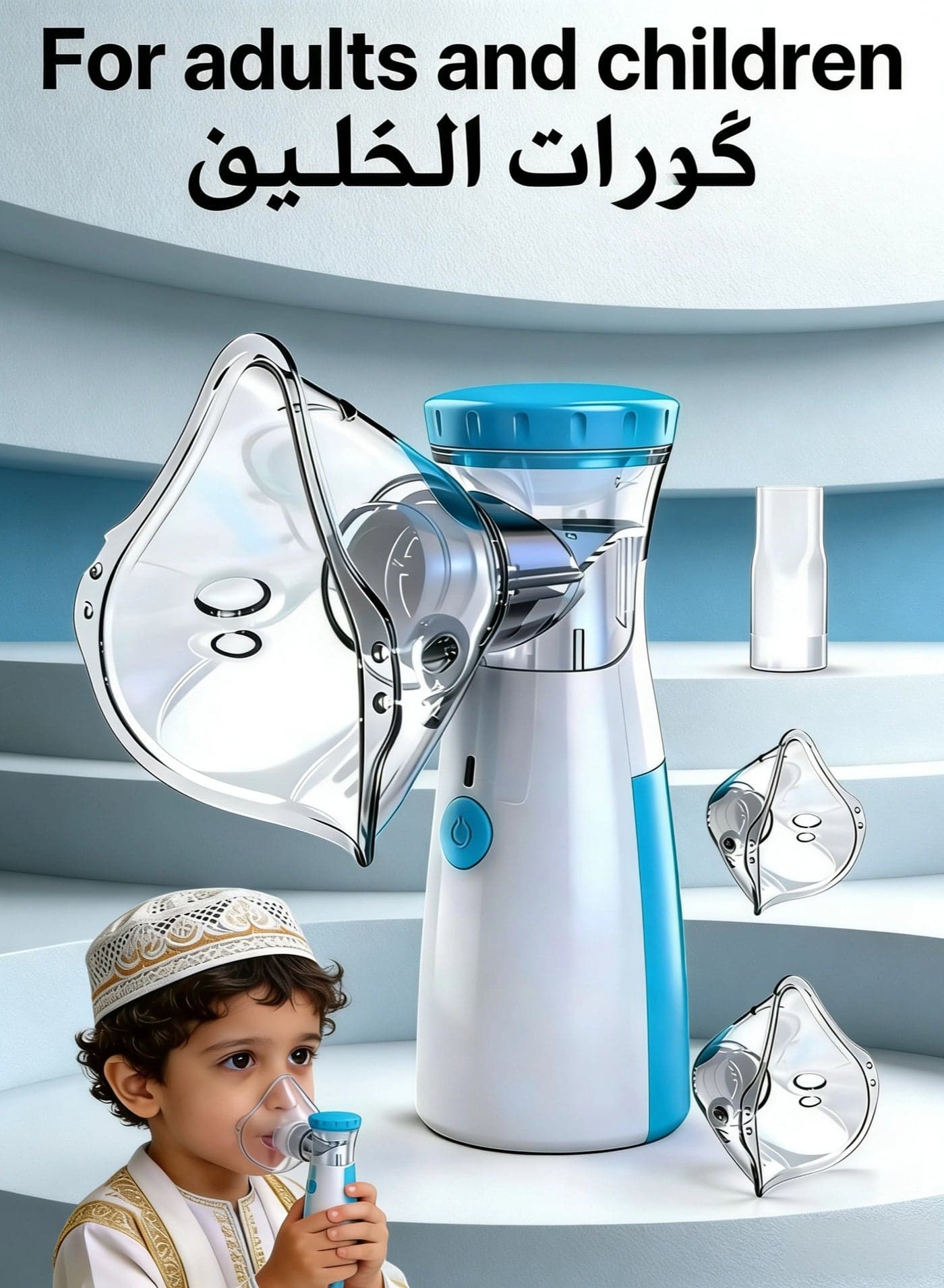 Portable Mesh Nebulizer Ultrasonic Handheld Inhaler for Adults & Kids, USB Rechargeable Quiet Mist Inhaler for Asthma Cough Allergy Relief, Home & Travel Use with Dual Masks