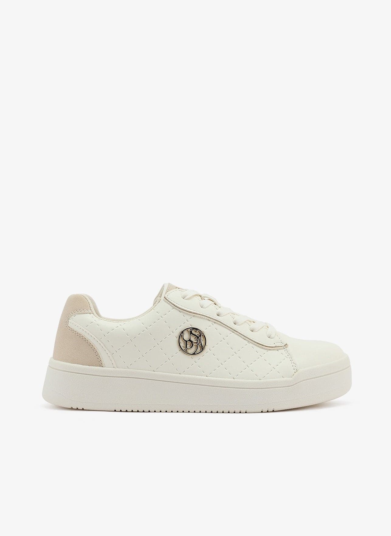 Women's White Low-Top Sneakers - Stylish Lace-Up Design Shoes, Perfect for Casual Outings