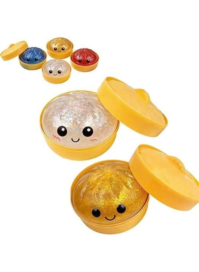 Glitter Dumpling Squishy, Dumpling Stress Ball,2026 New Soft Squeeze Anxiety Relief Fidget Toy, Decompression Dough Sensory Toy, Sparkly Dumplings Stretchy Squishy (2pcs A)