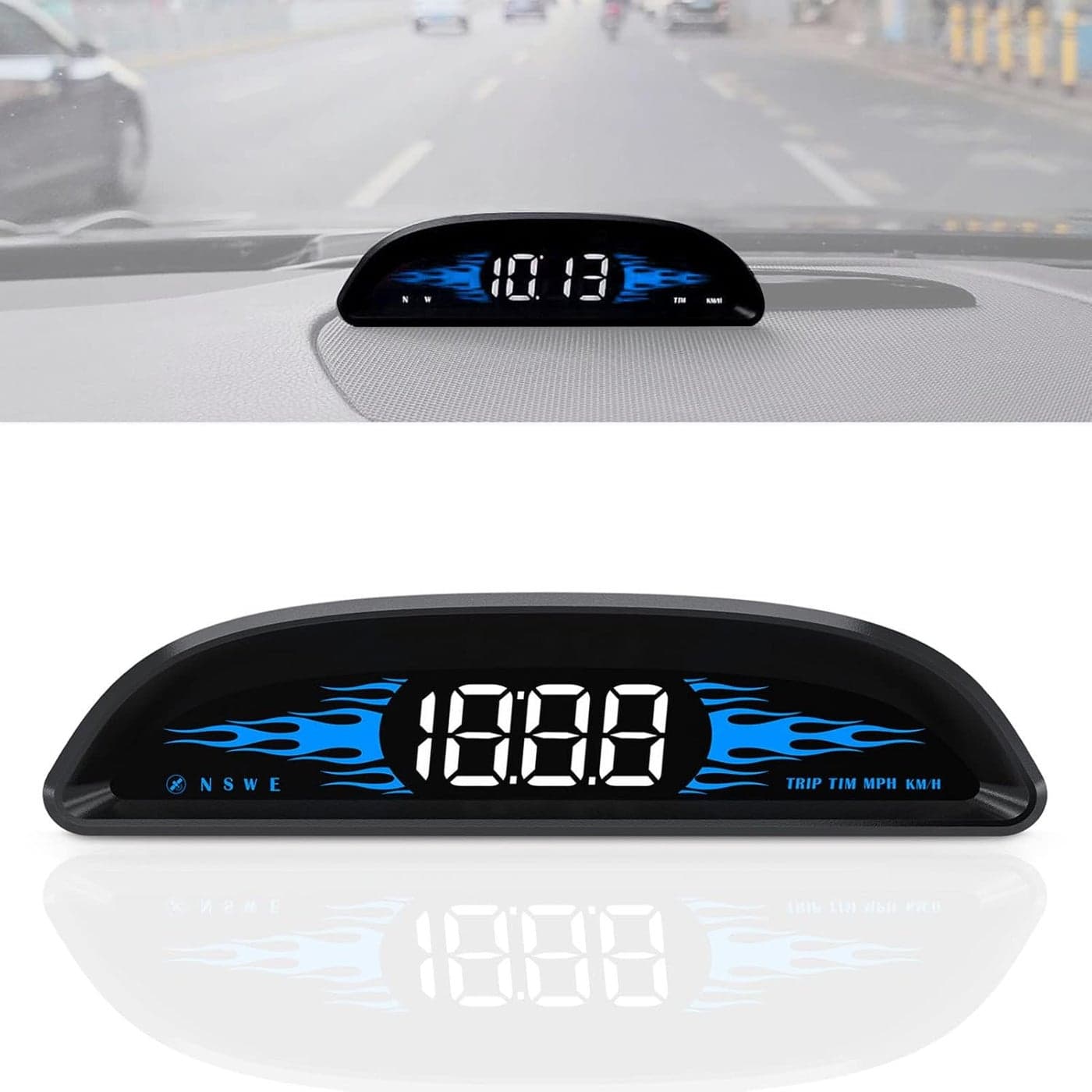 Digital GPS Speedometer GPS Speedometer Universal Car HUD Head Up Display with Speed MPH, Direction, Driving Distance, Overspeed Alarm HD Display, for All Vehicle