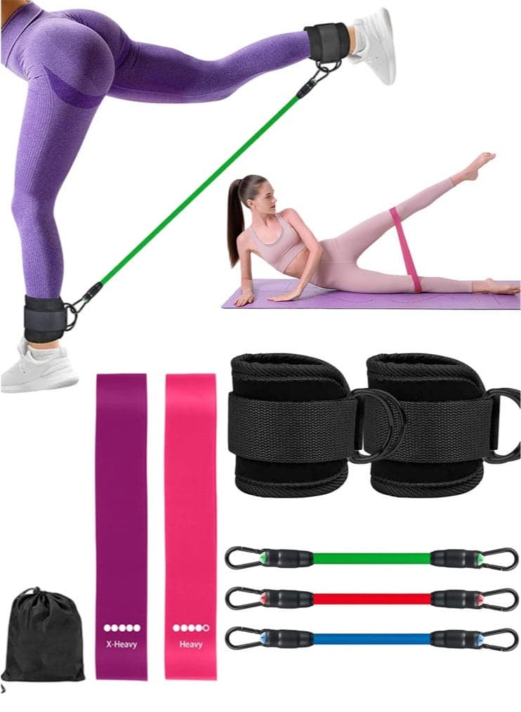 8PCS Strength Training Resistance Band, sport equipment, Ankle Resistance Bands, Adjustable Ankle Bands with Cuffs, for Hip, Leg and Speed Training, Pro fitness equipment