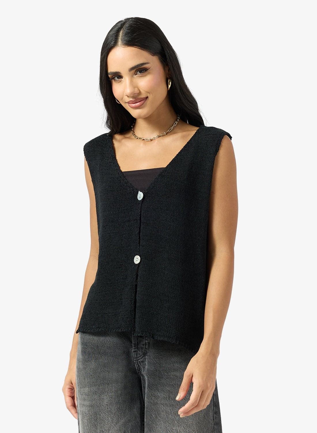 Knitted Button Up Vest