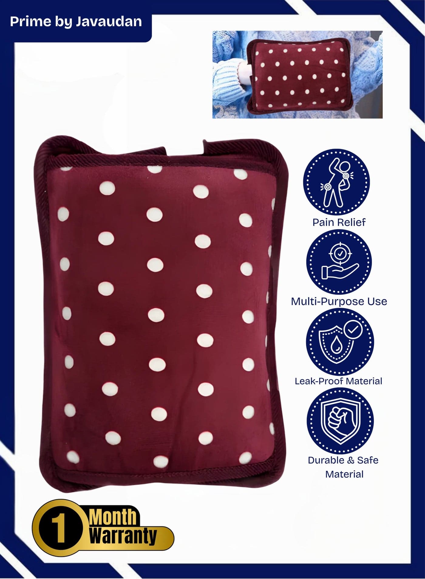 Electric Hot Water Bag Rechargeable Heating Bag with Fleece Cover for Cramps, Neck, Shoulders Pain Relief Bag for Hot Therapy Hand & Feet Warmer