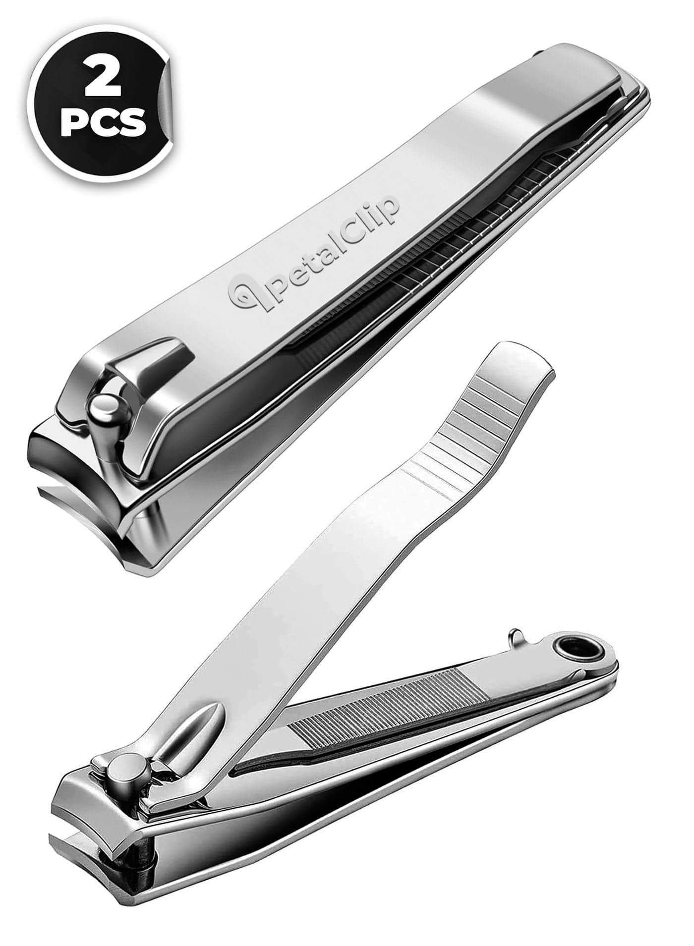 2 Pcs Heavy Duty Nail Clipper and Cutter Set for Thick Nails, Sharp Stainless Steel Wide Jaw Toenail Clippers Pack for Men, Women & Seniors