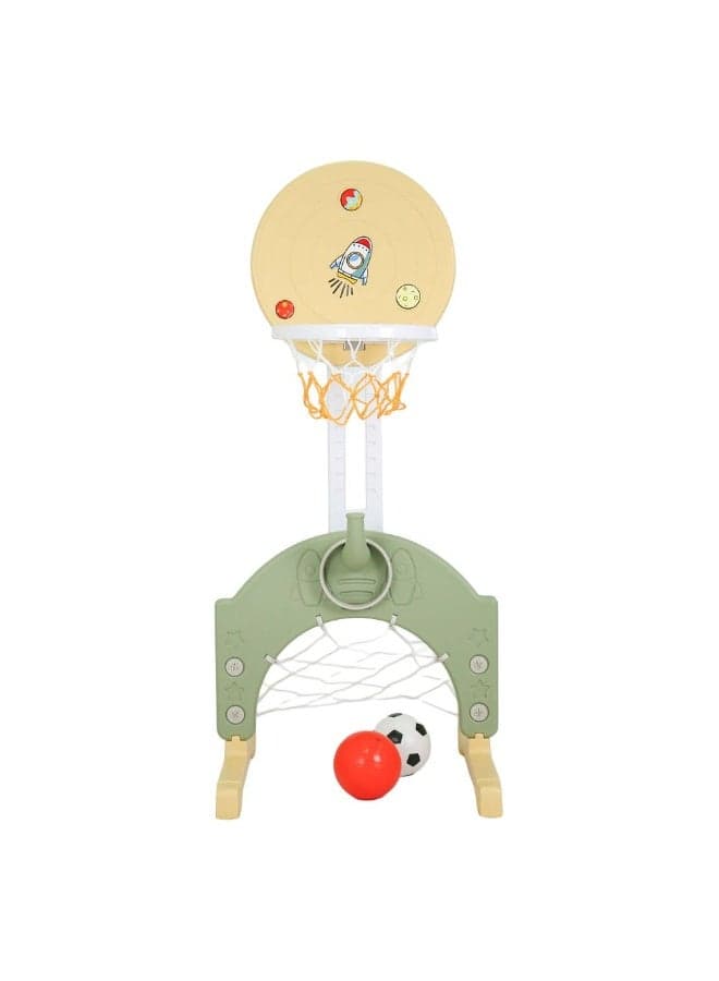 3-in-1 Kids Sports Play Set – Basketball Hoop, Football Goal & Rings Combo in One, Indoor Outdoor Sport Activity for Children