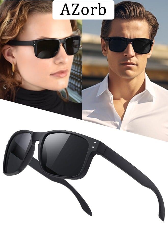 Retro Square Sunglasses Men Women UV400 Protection Classic Design Men's Sun Glassess for Mens Sunglass for Driving Travel Daily Shades Black