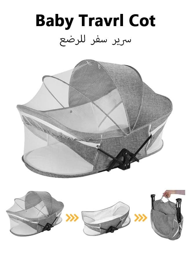 Portable And Foldable Baby Bed, Travel Baby Bed with Mosquito Net, Co-sleeper Bassinet with Soft Mesh Guardrails for Trip And Home Use