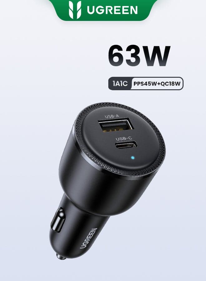 63W Car Charger Fast Charging iPhone 16 15 Pro Car Power Adapter Dual USB Ports Samsung 45W Fast Car Charger Type C For Galaxy S24 S23 Ultra MacBook Pro Air Xiaomi Apple Watch S10 Airpods 4 63W
