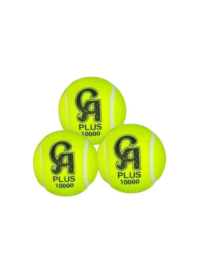 CA Plus 10000 Cricket Tennis Balls - Pack of 3 for Tape-Ball Cricket, Practice & Casual Play
