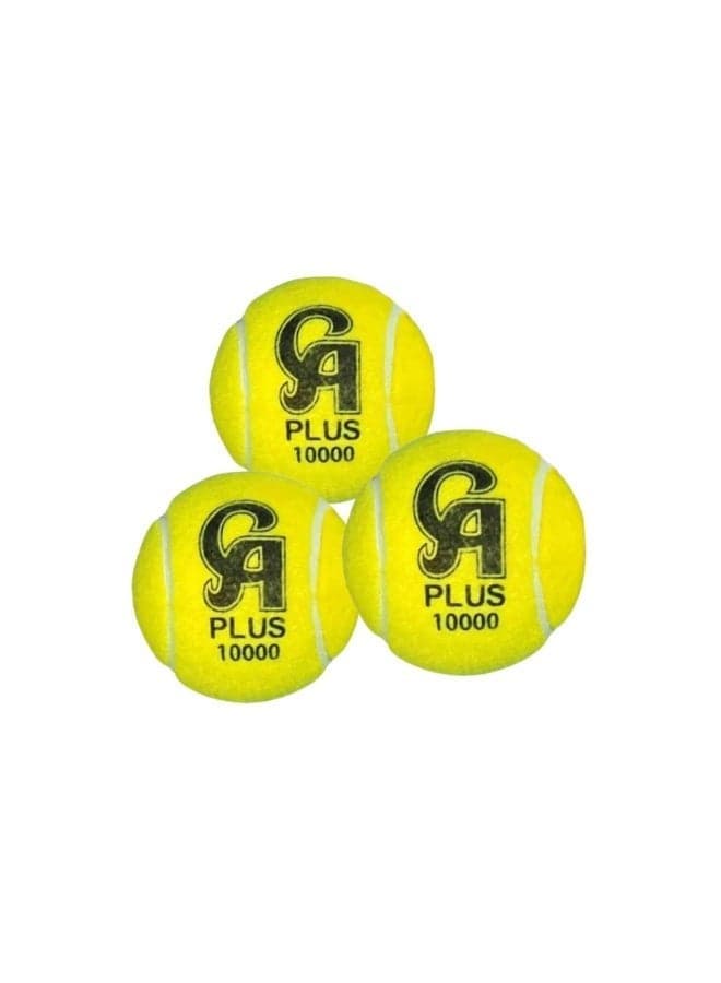 CA Plus 10000 Cricket Tennis Balls - Pack of 3 for Tape-Ball Cricket, Practice & Casual Play