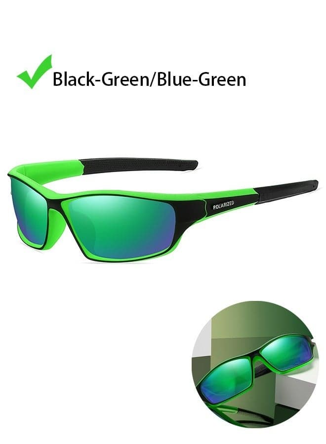 Outdoor Sports UV Protection Half Frame Sunglasses, UV400 Polarized Cycling safety Sports Sunglasses, Windproof Goggles for Baseball Golf (Green)