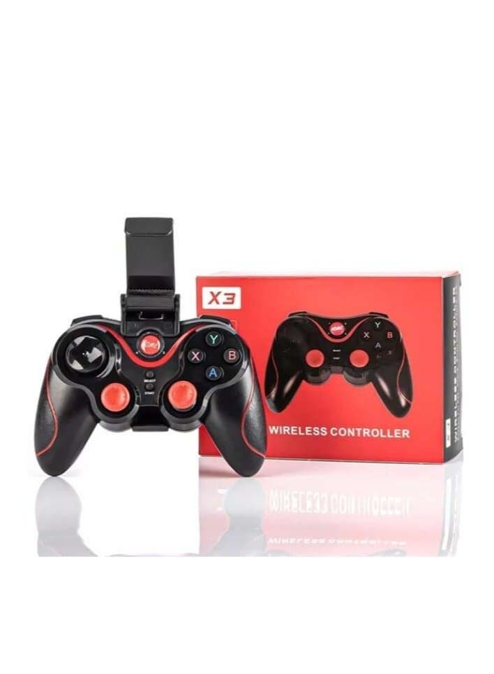 X3 Wireless Bluetooth Game Controller for Android/iOS Smartphones, Tablets, PC & Smart TV Box - Universal Gaming Gamepad with Phone Holder for Mobile Gaming