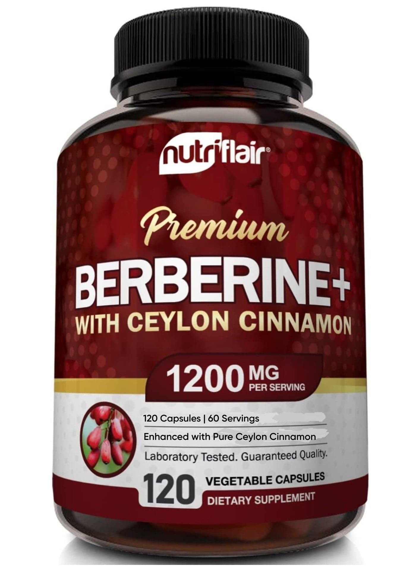 Premium Berberine+ 1200mg, 120 Vegetable Capsules