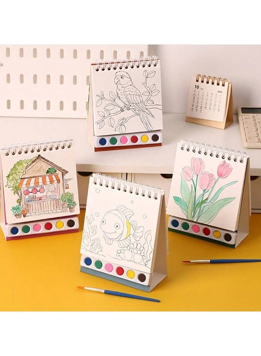 Creative Spiral Stand-Up Watercolor Painting Set – DIY Graffiti Coloring Book with 20 Sheets, Non-Toxic Paints & Brush, Professional Watercolor Art Kit for Sketching, Drawing & Crafts, Perfect for Travel, Holiday Gifts & Art Enthusiasts