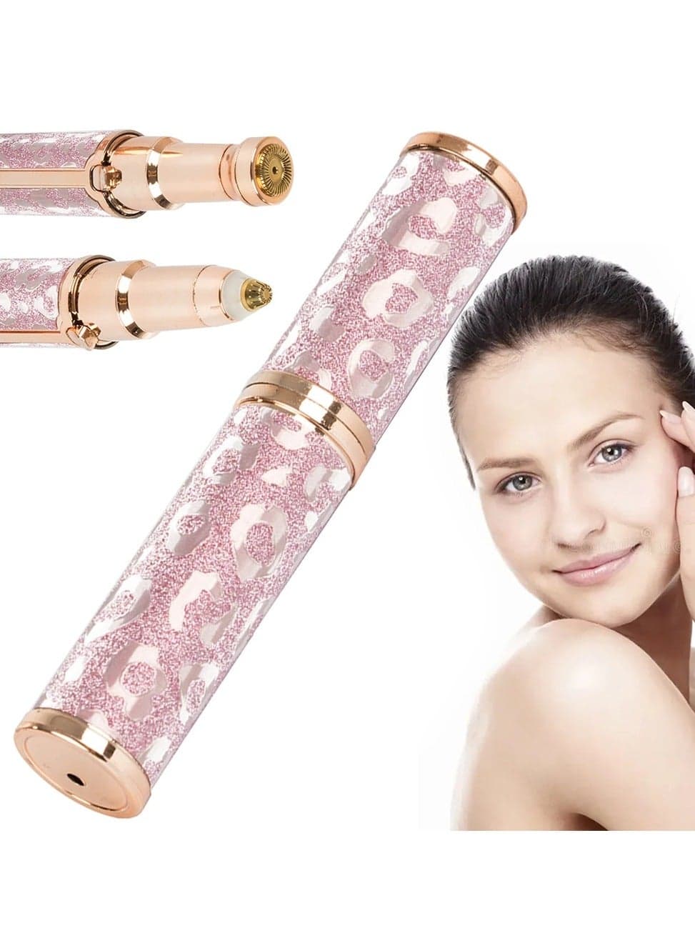 2 in 1 Facial Women Hair Remover Eyebrow Trimmer Rechargeable Painless Precision Lipstick Style Razor Trimmer for Facial Body Hair Shaver for Lips Nose Chin Face with LED Light