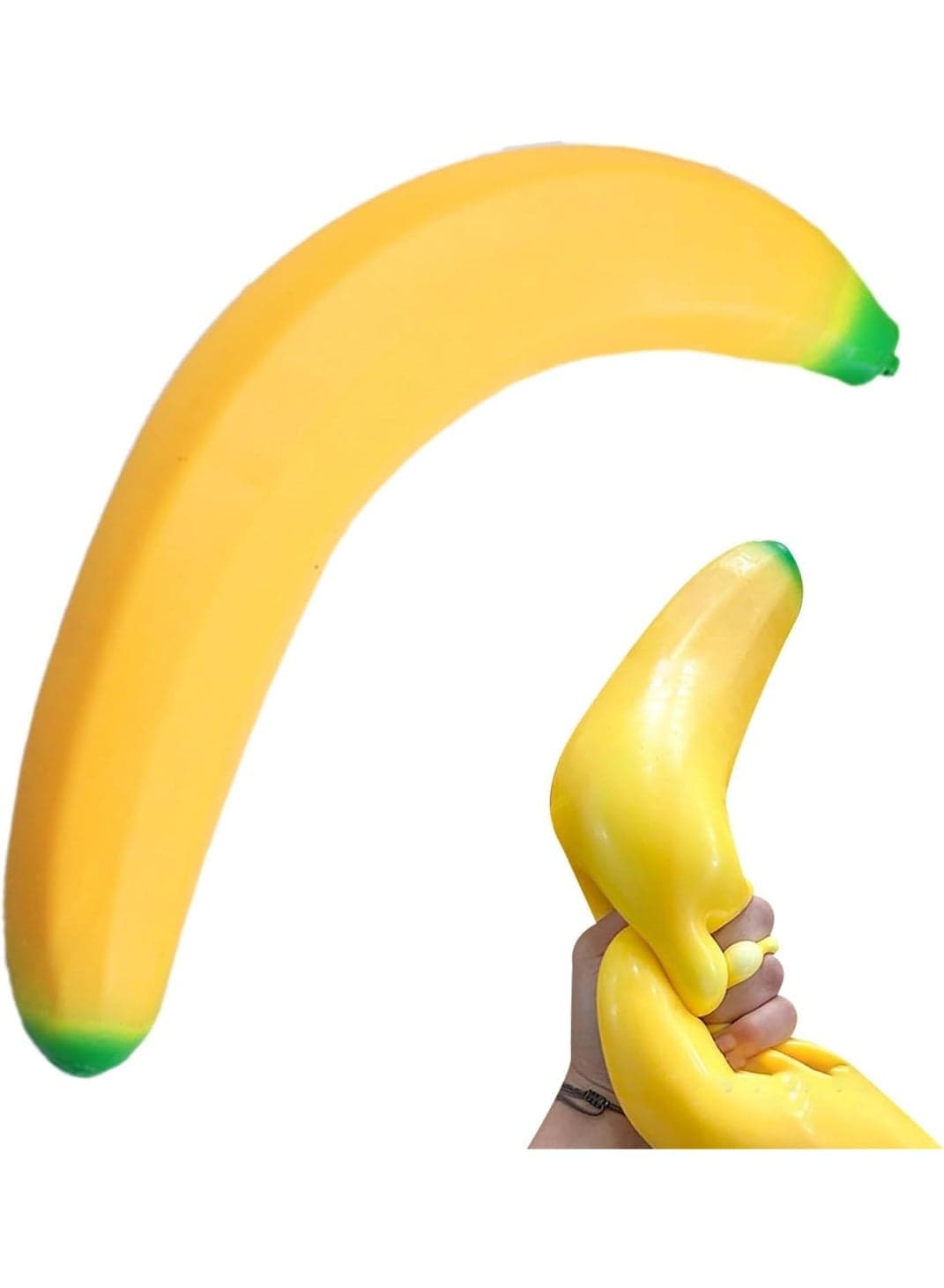 2026 New Bannana Squishy Stress Toy Fake Stretchy Banana Foam Squishies Squishy Fidget Toys Stress Relief Anti Stress Stretchy Bannana Toys and Enhancement for Work School, Soft PU Foam(17cm)